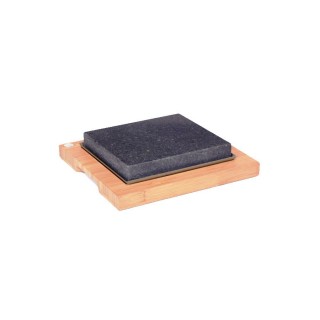 Set Piedra Lava Volcánica 20 x 18 cm + Base De Madera 27 x 25 cm García de Pou - La Casa de Vesta