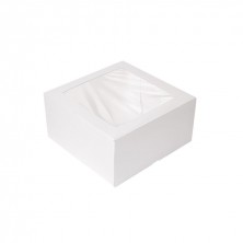 Cajas Pastelería Cuadradas Con Ventana Blanca 24 x 24 x 12 cm (Pack 50 Uds.)