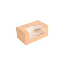 Cajas Pastelería Alargada Con Ventana Kraft 18 x 11 x 8 cm. (Pack 50 Uds.) García de Pou - La Casa de Vesta