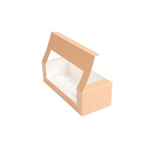Cajas Pastelería Alargada Con Ventana Kraft 26 x 11 x 8 cm. (Pack 50 Uds.) García de Pou - La Casa de Vesta