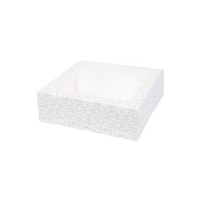 Cajas Pastelería Con Ventana Blanco y Dorado 23 x 23 x 7,5 cm. (Pack 50 Uds.) García de Pou - La Casa de Vesta